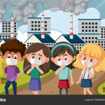 depositphotos 345560838 stock illustration scene with children wearing mask 150x150 - 16 consejos para reducir la contaminación del aire
